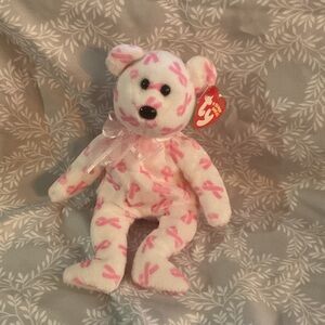 Ty Bear with Pink Ribbon Pattern